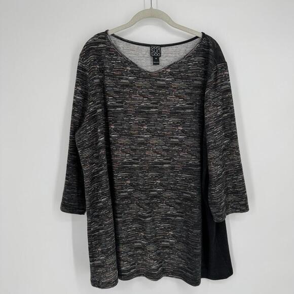Clara Sun Woo top shirt  2x black plus size  work business career stretch - Picture 1 of 5
